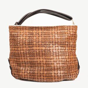 Escada SS/14 Brown Woven-Leather Hobo